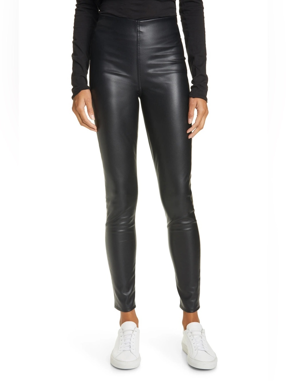 NWT rag & bone Nina Black faux leather leggings Back Pocket Detail New XS